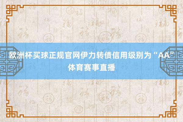 欧洲杯买球正规官网伊力转债信用级别为“AA”体育赛事直播