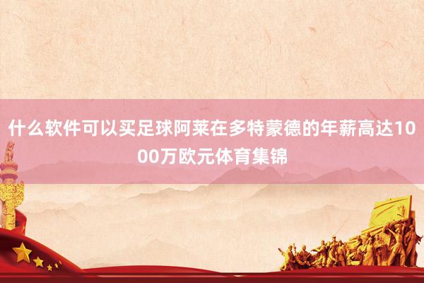 什么软件可以买足球阿莱在多特蒙德的年薪高达1000万欧元体育集锦