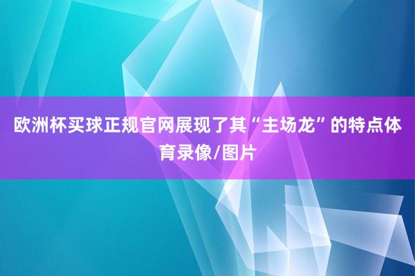 欧洲杯买球正规官网展现了其“主场龙”的特点体育录像/图片